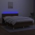 Cama box spring colchón luces LED tela marrón oscuro 140x190