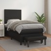 Cama box spring con colchón cuero sintético negro 100x200 cm