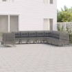 Set de muebles de jardín 11 pzas y cojines ratán sintético gris