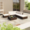 Set muebles de jardín 6 piezas y cojines ratán sintético marrón