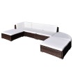 Set muebles de jardín 6 piezas y cojines ratán sintético marrón