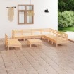 Juego de muebles de jardín 10 piezas madera maciza de pino