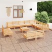 Juego de muebles de jardín 13 piezas madera maciza de pino