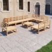 Juego de muebles de jardín 11 piezas madera maciza de pino