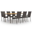 Set de muebles de comedor de jardín 7 piezas de ratán marrón