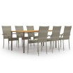 Set de muebles de comedor de jardín 7 piezas de ratán gris