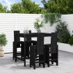 Set de mesa y taburetes altos jardín 5 piezas madera pino negro