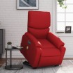 Sillón de masaje elevable eléctrico cuero artificial rojo