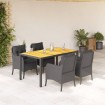 Set de muebles jardín 5 pzas con cojines ratán sintético negro