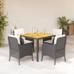 Set de muebles jardín 5 pzas con cojines ratán sintético negro