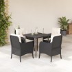 Set de muebles jardín 5 pzas con cojines ratán sintético negro