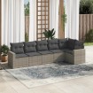 Set de muebles de jardín 6 pzas y cojines ratán sintético gris