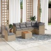 Set sofás de jardín 7 piezas y cojines ratán sintético beige