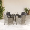 Set comedor de jardín 5 pzas cojines ratán sintético gris claro