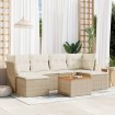 Set sofás de jardín 7 piezas y cojines ratán sintético beige