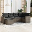 Set de muebles de jardín 6 pzas y cojines ratán sintético gris