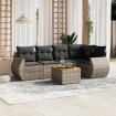 Set de muebles de jardín 6 pzas y cojines ratán sintético gris