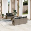 Set de muebles de jardín 6 pzas y cojines ratán sintético gris