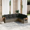 Set de muebles de jardín 6 pzas y cojines ratán sintético gris