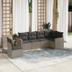 Set de muebles de jardín 6 pzas y cojines ratán sintético gris