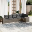 Set de muebles de jardín 6 pzas y cojines ratán sintético gris