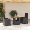 Set comedor de jardín 3 pzas con cojines ratán sintético negro