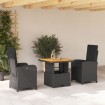 Set comedor de jardín 3 pzas con cojines ratán sintético negro