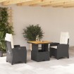 Set comedor de jardín 3 pzas con cojines ratán sintético negro