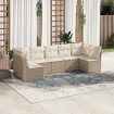 Set sofás de jardín 7 piezas y cojines ratán sintético beige