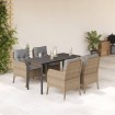 Set comedor de jardín 5 pzas con cojines ratán sintético beige