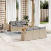 Set sofás de jardín 7 piezas y cojines ratán sintético beige