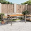 Set comedor de jardín 5 piezas con cojines ratán sintético gris