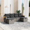 Set de muebles de jardín 6 pzas y cojines ratán sintético gris