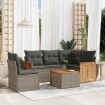 Set de muebles de jardín 6 pzas y cojines ratán sintético gris