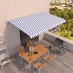 Toldo retráctil manual azul y blanco 500x350 cm