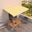 Toldo retráctil automático amarillo y blanco 500x350 cm