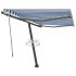 Toldo de pie automático azul y blanco 300x250