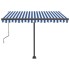 Toldo de pie automático azul y blanco 300x250