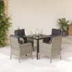 Set comedor de jardín 5 pzas cojines ratán sintético gris claro