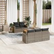 Set de muebles de jardín 6 pzas y cojines ratán sintético gris