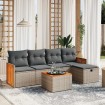 Set de muebles de jardín 6 pzas y cojines ratán sintético gris