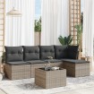 Set de muebles de jardín 6 pzas y cojines ratán sintético gris