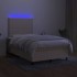 Cama box spring con colchón y luces LED tela crema 120x190