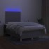 Cama box spring con colchón y LED tela gris claro 120x190