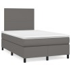 Cama box spring con colchón LED cuero sintético gris 120x190 cm