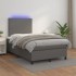 Cama box spring con colchón LED cuero sintético gris 120x190