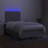 Cama box spring con colchón y LED tela gris claro 120x190