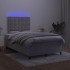 Cama box spring colchón y LED terciopelo gris claro 120x190