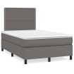 Cama box spring con colchón LED cuero sintético gris 120x190 cm