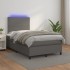 Cama box spring con colchón LED cuero sintético gris 120x190